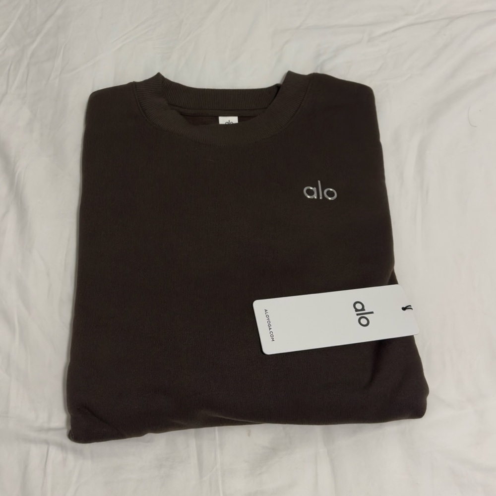 ALO Accolade Crew Neck Pullover Espresso NEW WITH TAGS